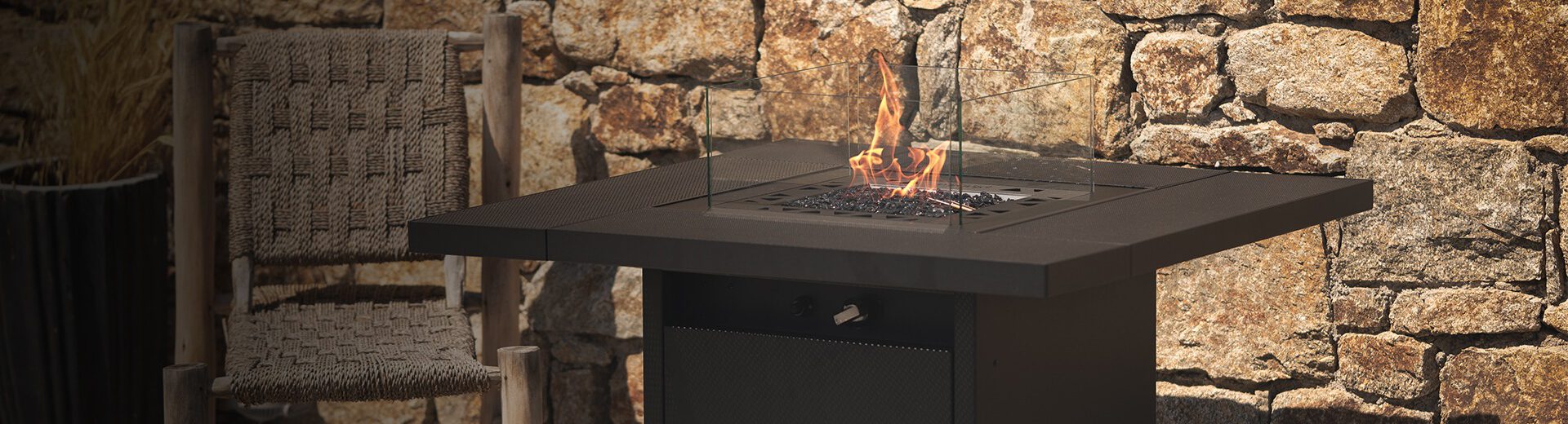 Square Table - outdoor garden fire table